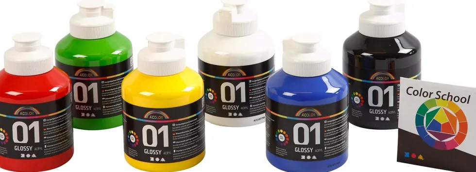Akrylfärg blank 500ml mix 6/fp