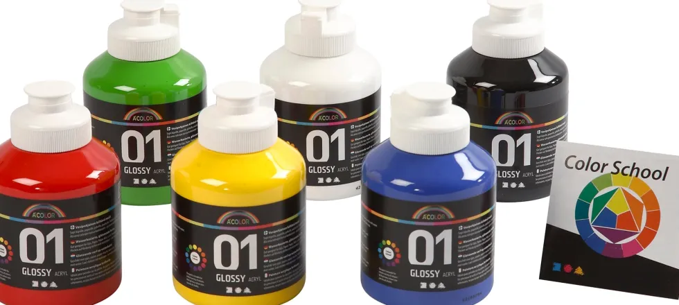 Akrylfärg blank 500ml mix 6/fp