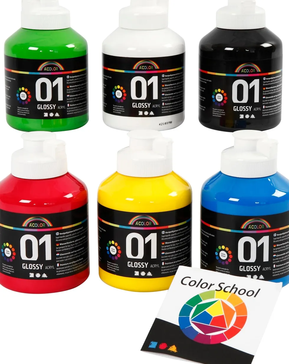 Akrylfärg blank 500ml mix 6/fp