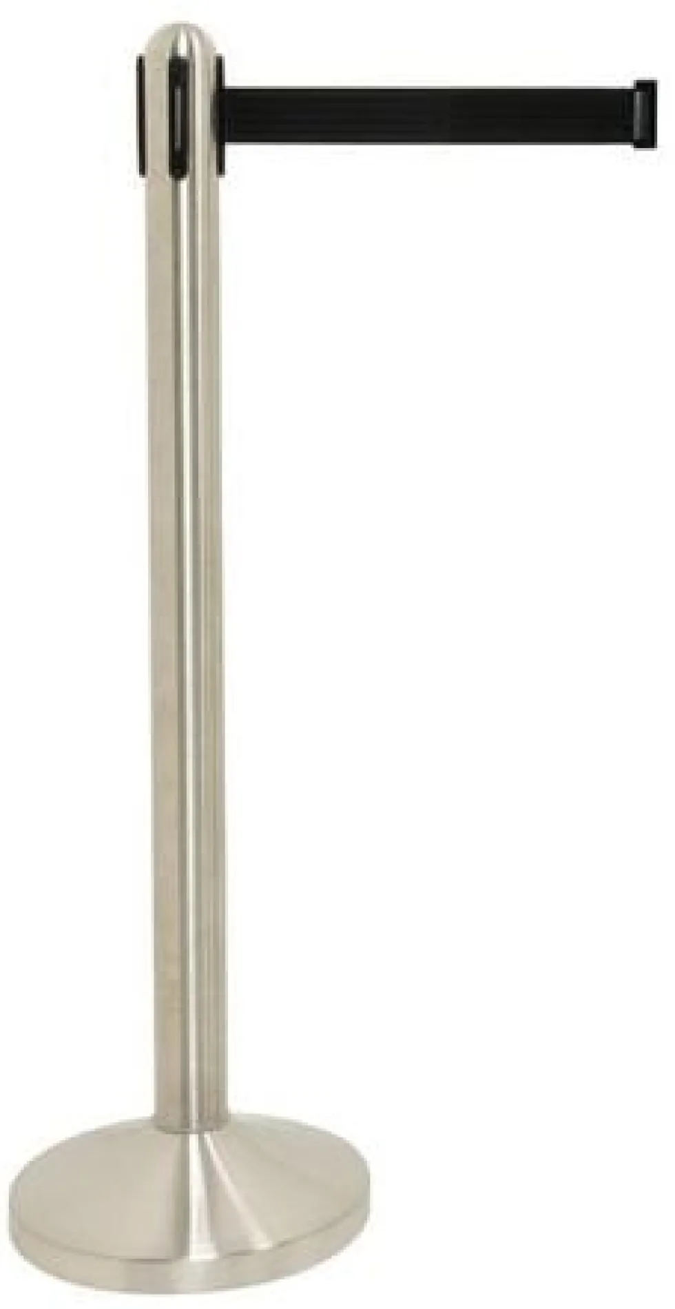 Avspärrningsstolpe med band svart/borstat stål SECURIT, 210cm