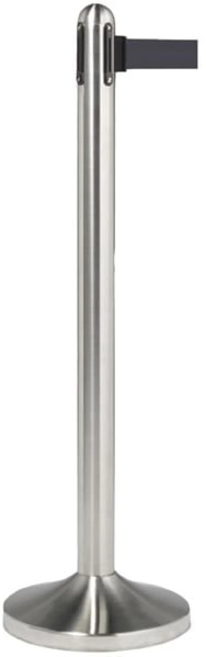 Avspärrningsstolpe med band svart/borstat stål SECURIT, 210cm