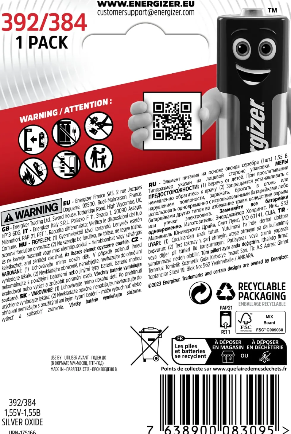 Batteri Energizer Cell Silveroxid 392/384