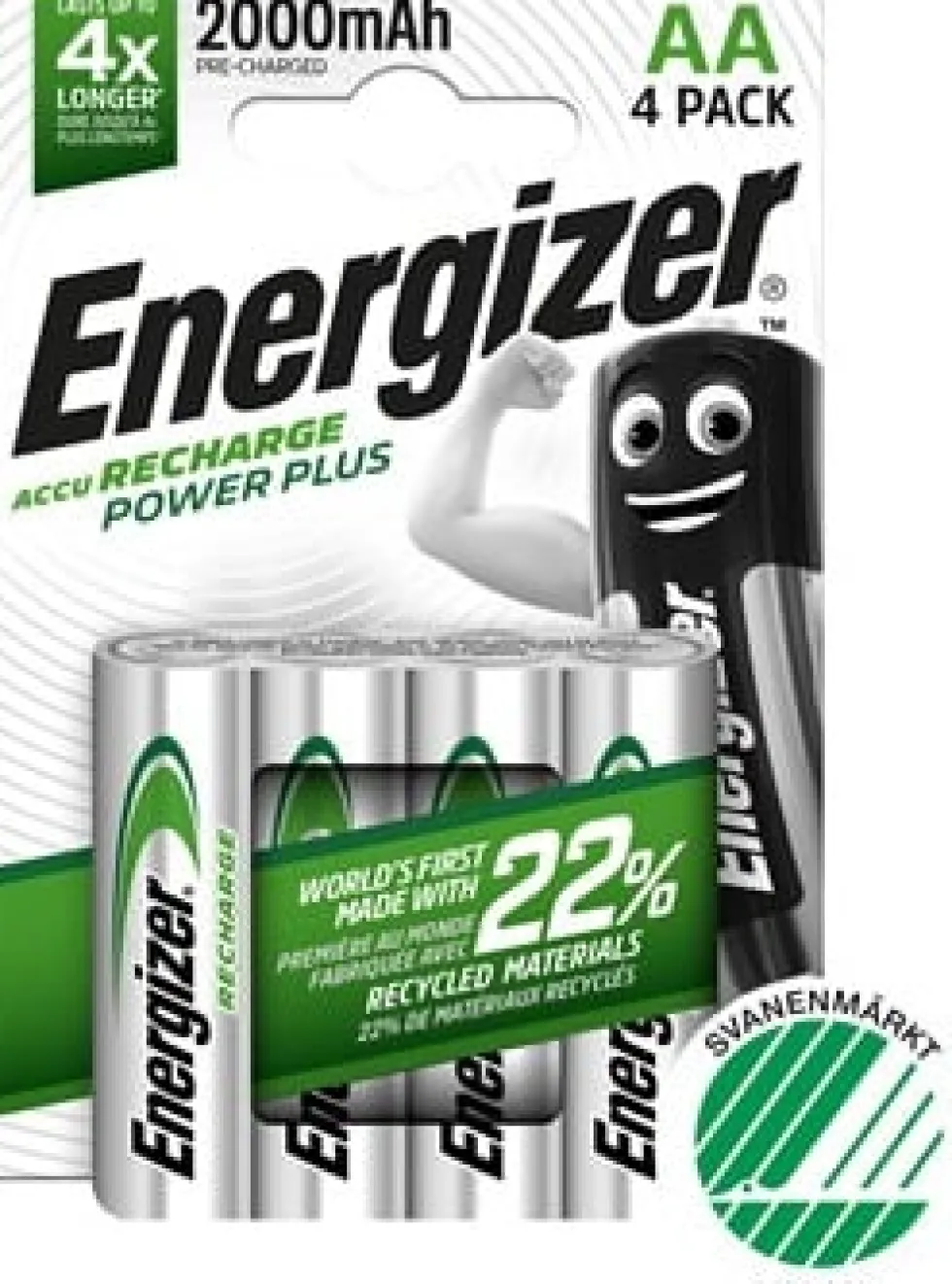 Batteri Energizer Recharge AA, 4/fp