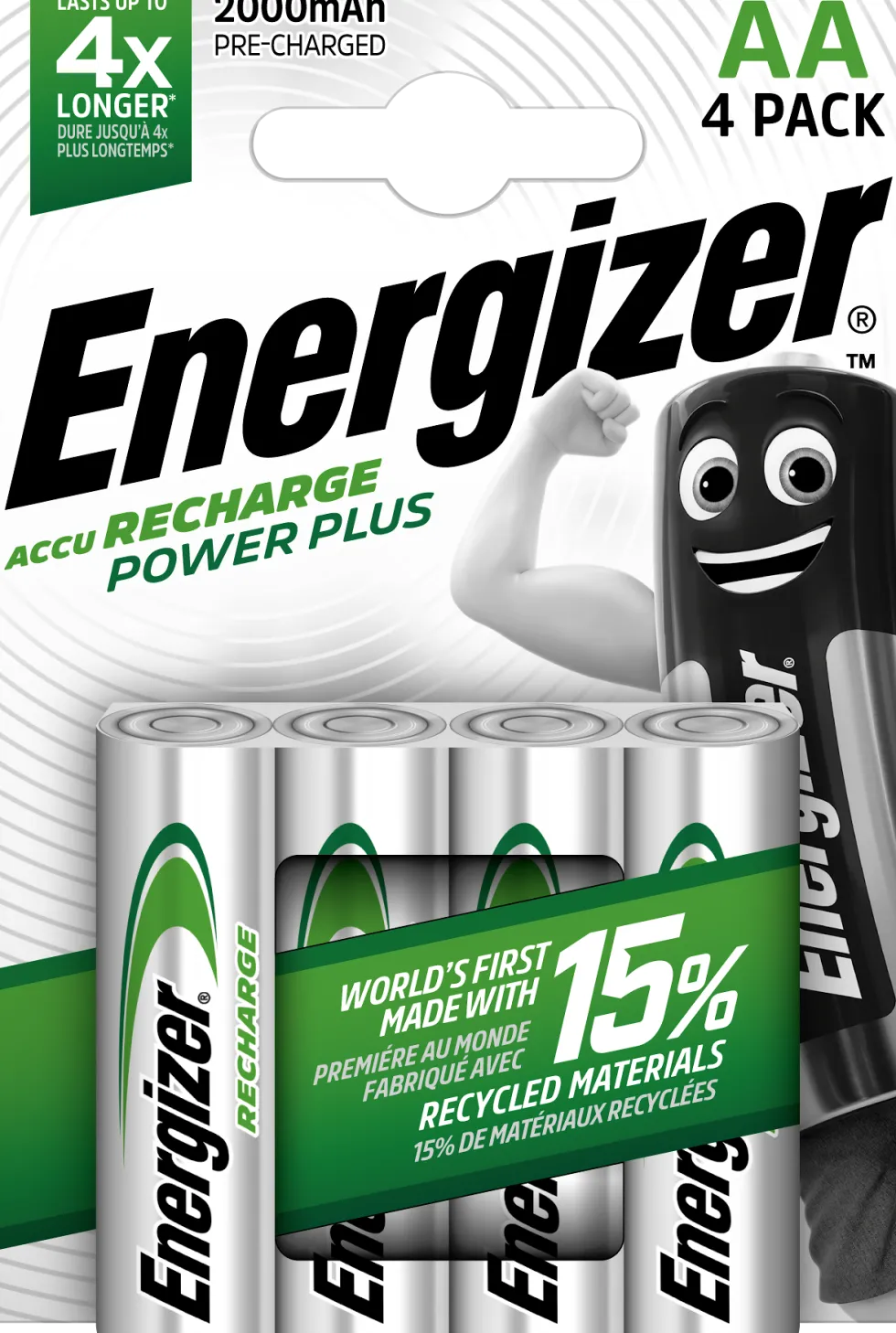 Batteri Energizer Recharge AA, 4/fp