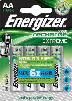 Batteri Energizer Recharge AA Extreme, 4/fp