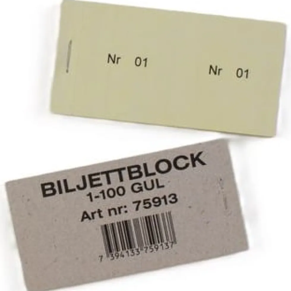 Biljettblock 1-100 gul