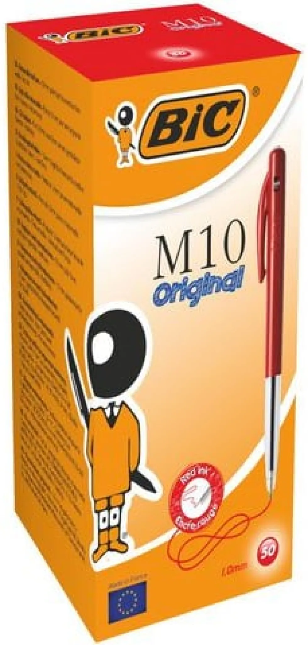 Bläckkulpenna BIC Clic M10 Medium Röd, 1.0mm, 50st