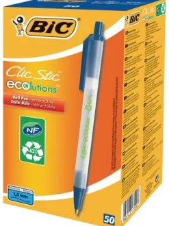 Bläckkulpenna BIC ECOlution Clic Stic Medium Blå, 1.0mm, 50st