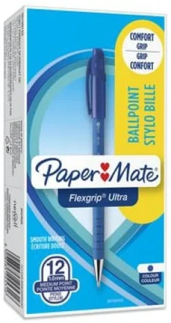 Bläckkulpenna PAPERMATE Flexgrip Cap Medium Blå, 1.0mm, 12/fp