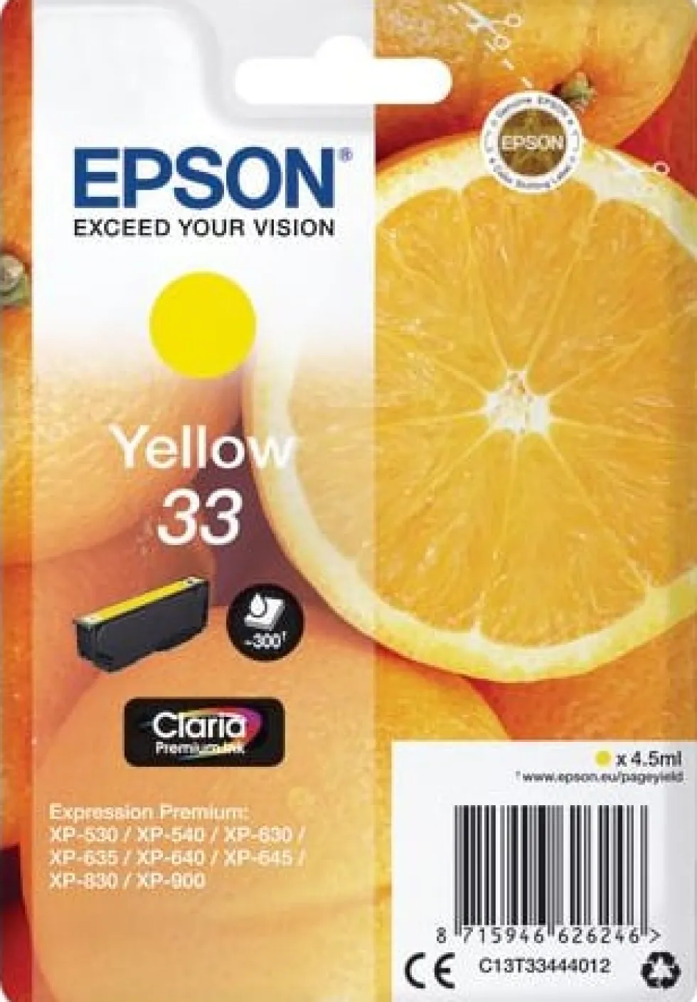 Bläckpatron EPSON C13T33444012 gul