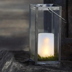 Blockljus STAR T LED Flame 14,5cm vit