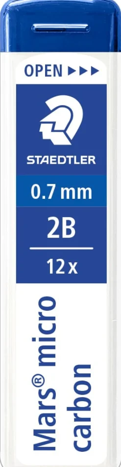 Blyertsreservstift Mars Micro 0,7mm 2B (12 stifter)