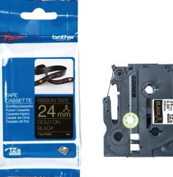 Brother TZeR satin tape 24mm x 4m gold on black