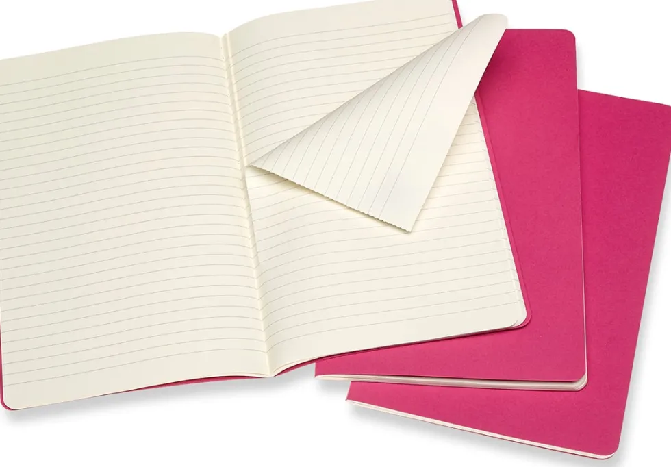 Cahier Journal Linjerad Large Rosa 3-Pack