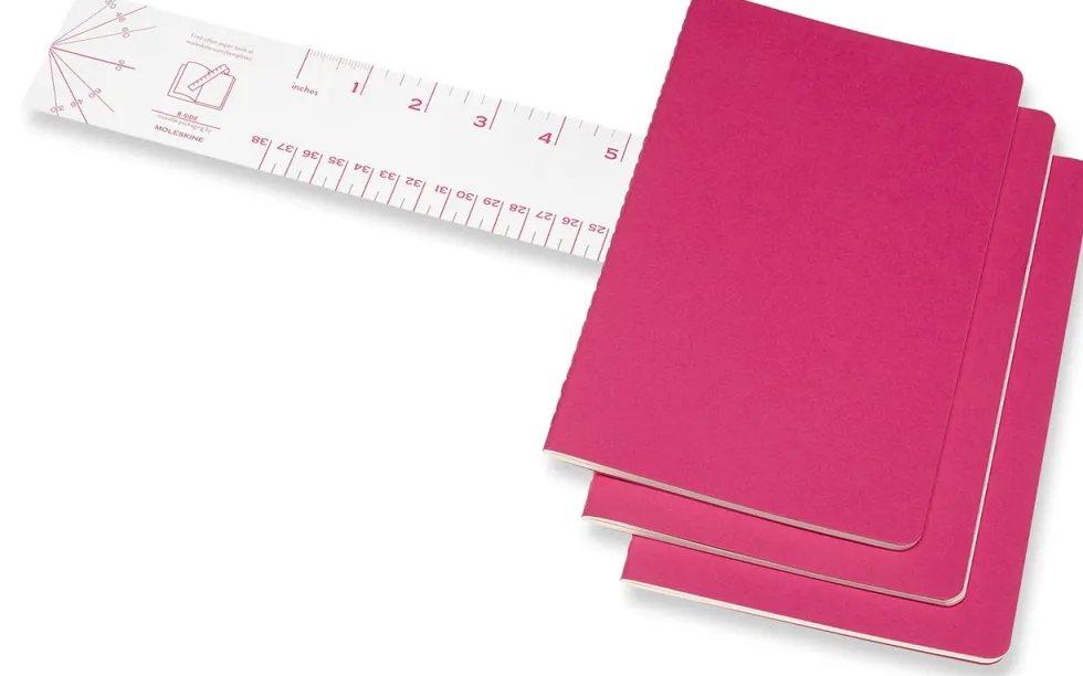 Cahier Journal Linjerad Large Rosa 3-Pack