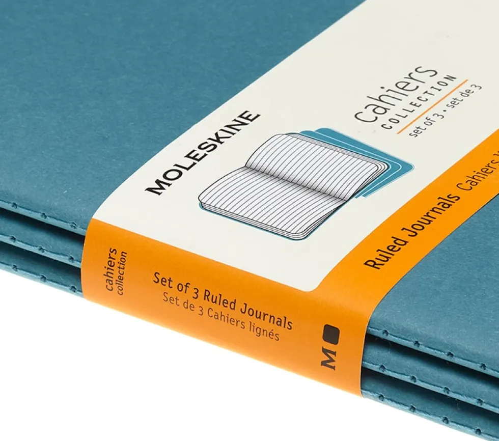 Cahier Journal Linjerad Large Brisk Blue 3-Pack
