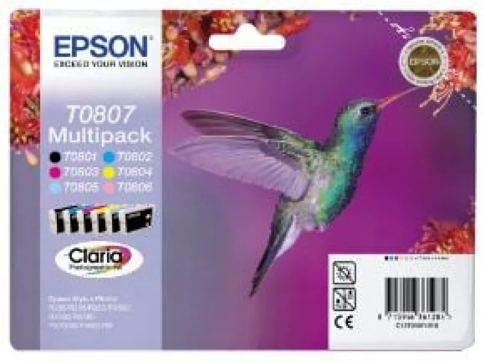 Epson T0807 Multipack - 44.4 ml - svart, gul,