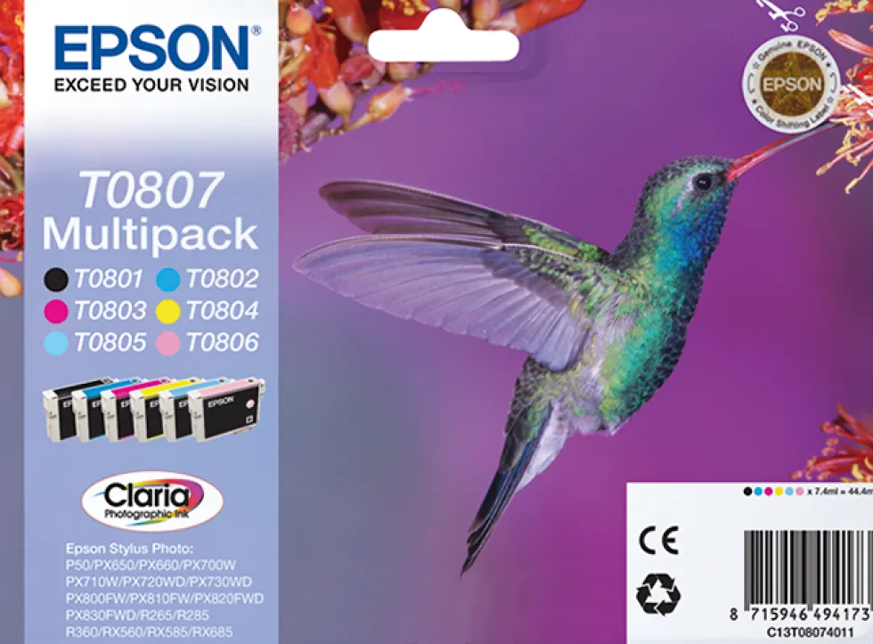 Epson T0807 Multipack - 44.4 ml - svart, gul,