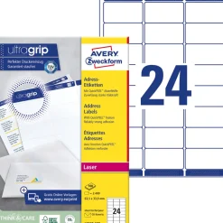 Etikett AVERY Ultra Grip 63,5x33,9mm 2400/FP