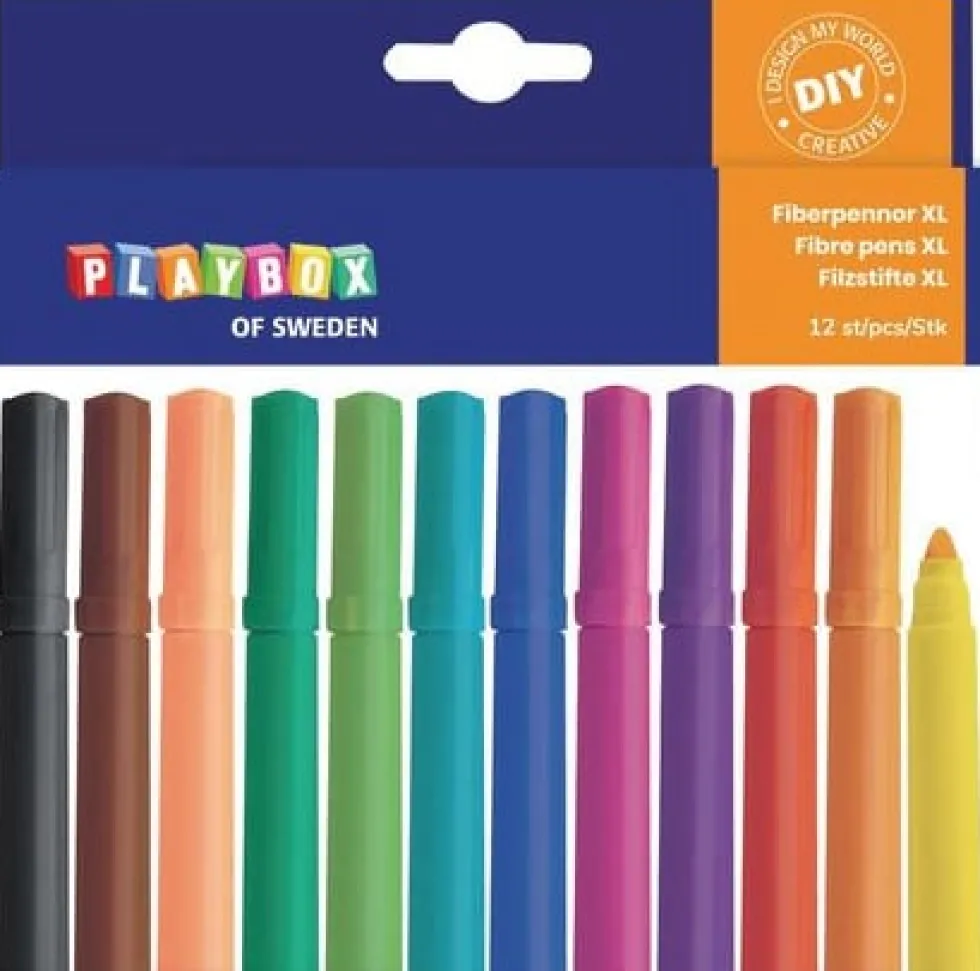 Fiberpenna Jumbo, 6mm, 12 färger