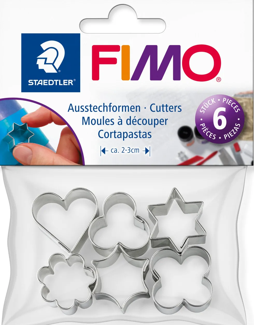 Fimo Acces Metal Forme Ø 2Cm 6 Ass/Bk