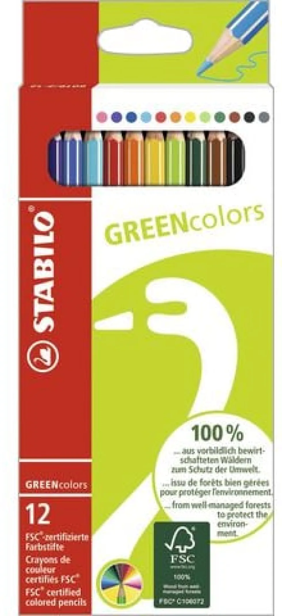 Färgpenna STABILO green colors 12/fp