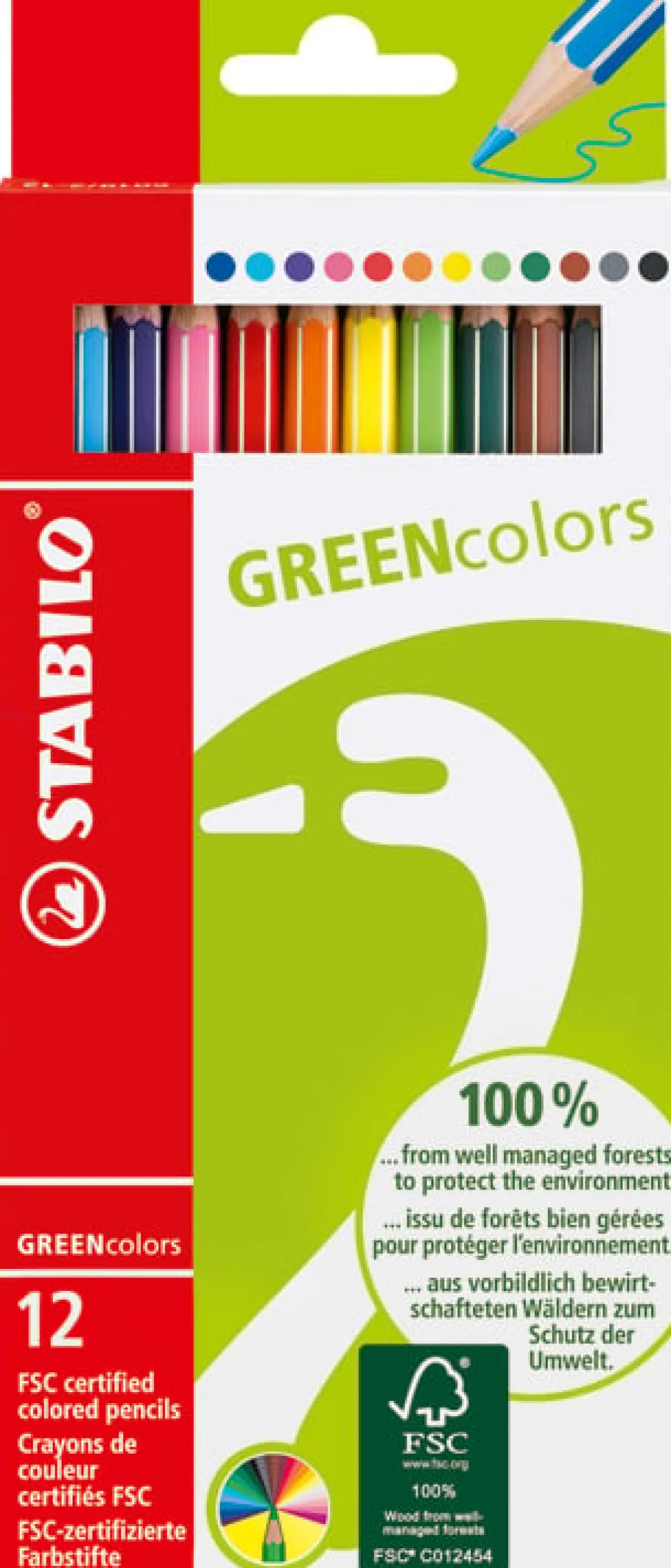 Färgpenna STABILO green colors 12/fp