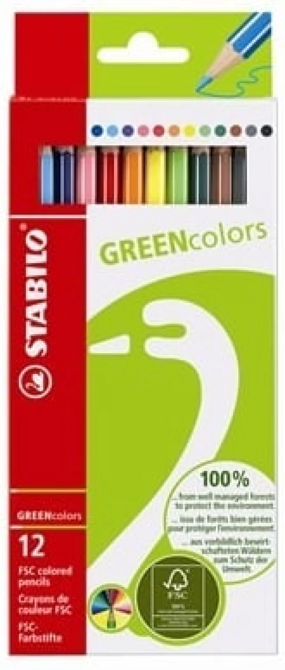 Färgpenna STABILO green colors 12/fp