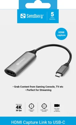 HDMI Capture Link to USB-C, Black