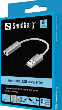 Headset USB converter, Silver/White