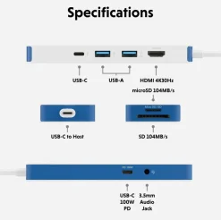 HyperDrive Flex 8 Port USB-C Hub Blue