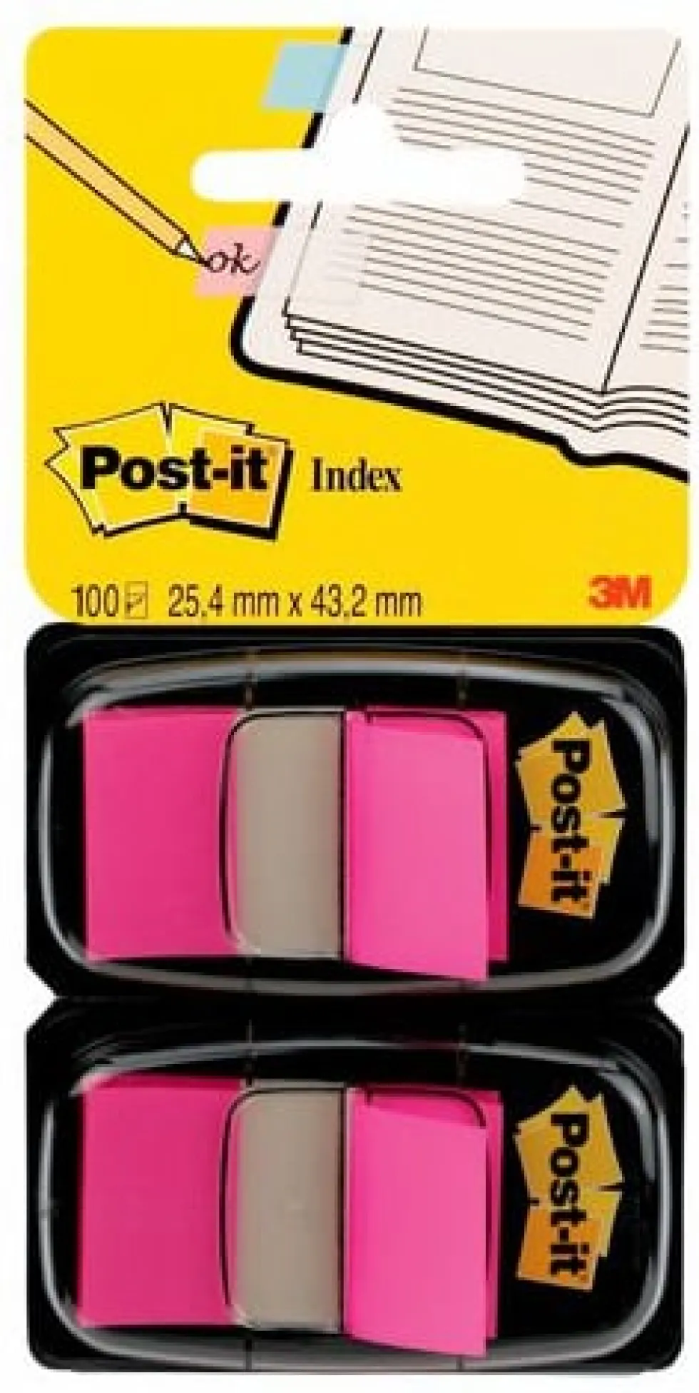 Index POST-IT 25,4x43,2mm cerise 100/fp