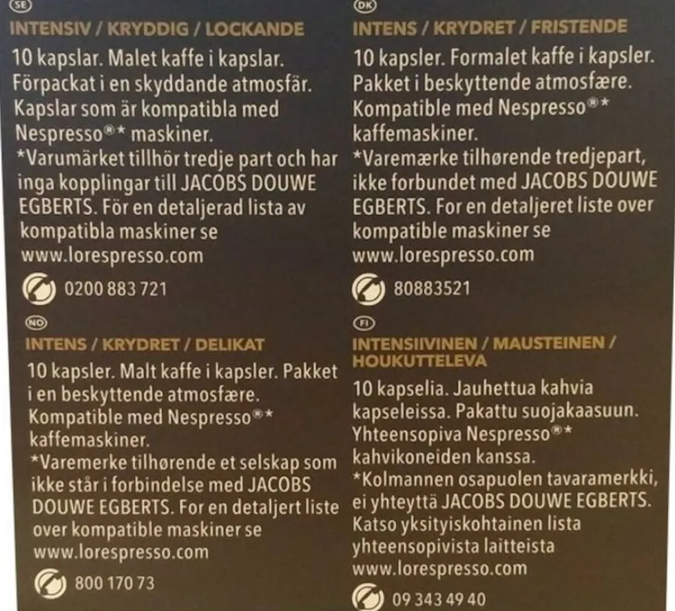 Kaffekapslar LOR LUNGO 8 PROFONDO 10/fp