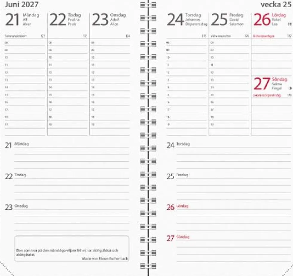 Kalender Minister 2027 svart
