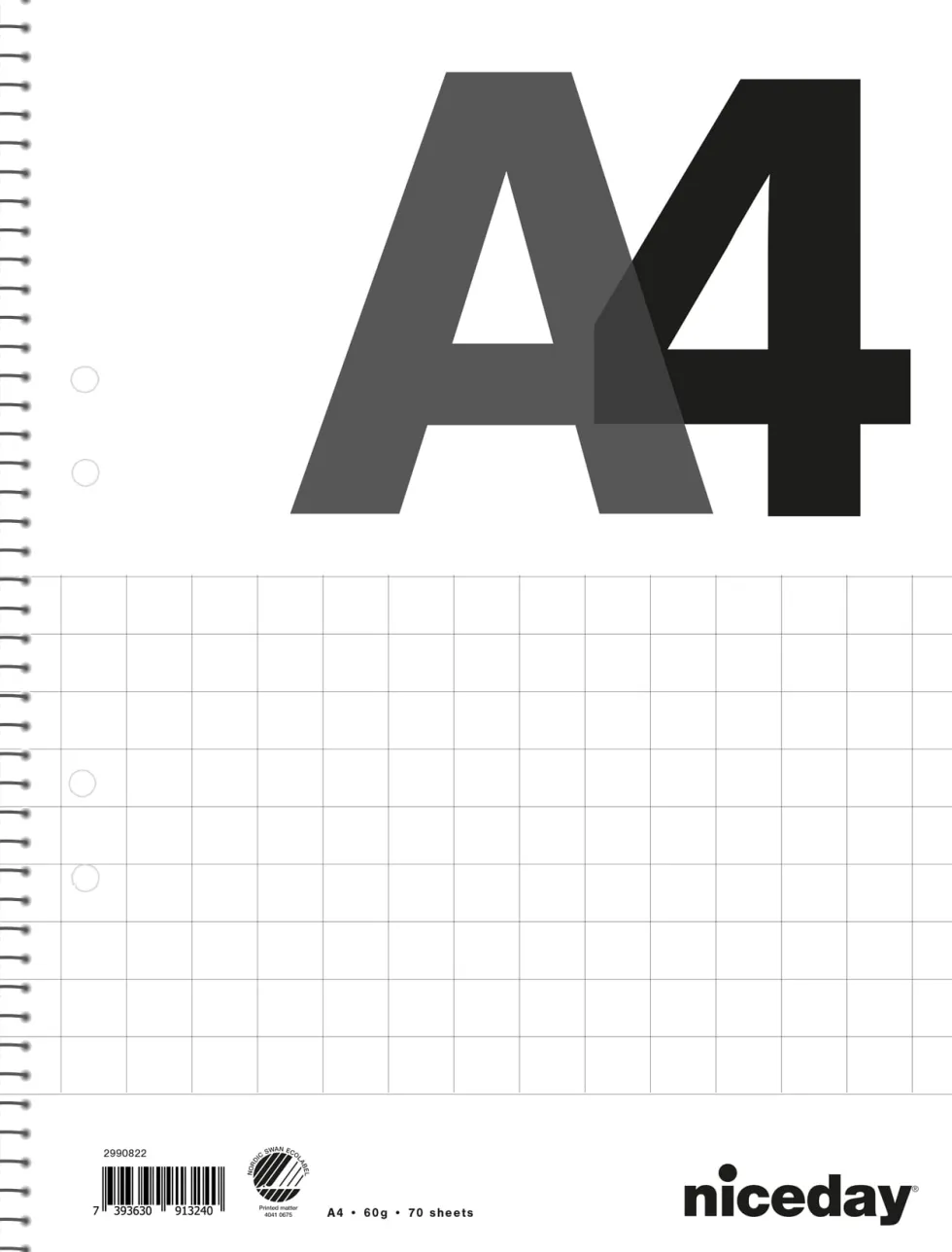 Kollegieblock A4 rut 60g 3/fp