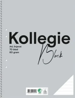 Kollegieblock FW A4 60g 70bl linj h grå