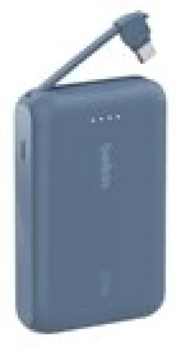 10k PD20W Integrated USB-C Cable Power Bank, Blue