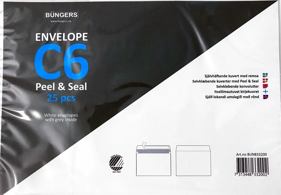 Kuvert Peel & Seal C6 25/fp