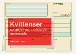 Kvittens A6 Liggande, 1 kopia, numrerad, 5st