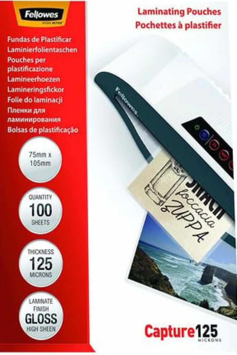 Laminat FELLOWES 75x105mm 125mic 100/fp