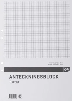 Limblock kortsida A4, rutigt, 100bl, 5st
