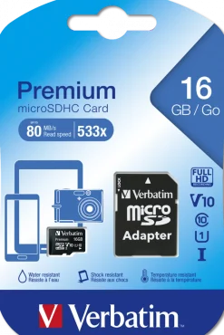 Micro SDHC Card 16GB Class 10 w/adaptor