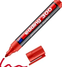 Märkpenna Edding 300 Röd, permanent, konisk, 10st
