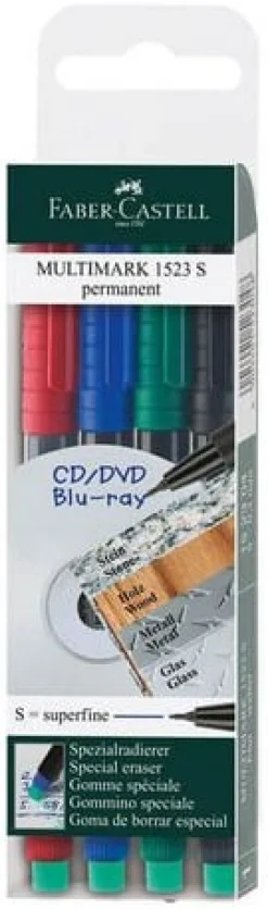 Märkpenna Faber Castell, sf, permanent, 4-set