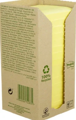 Notes POST-IT 100% recy 76x76 gul 16/fp