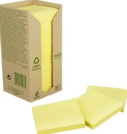 Notes POST-IT 100% recy 76x76 gul 16/fp