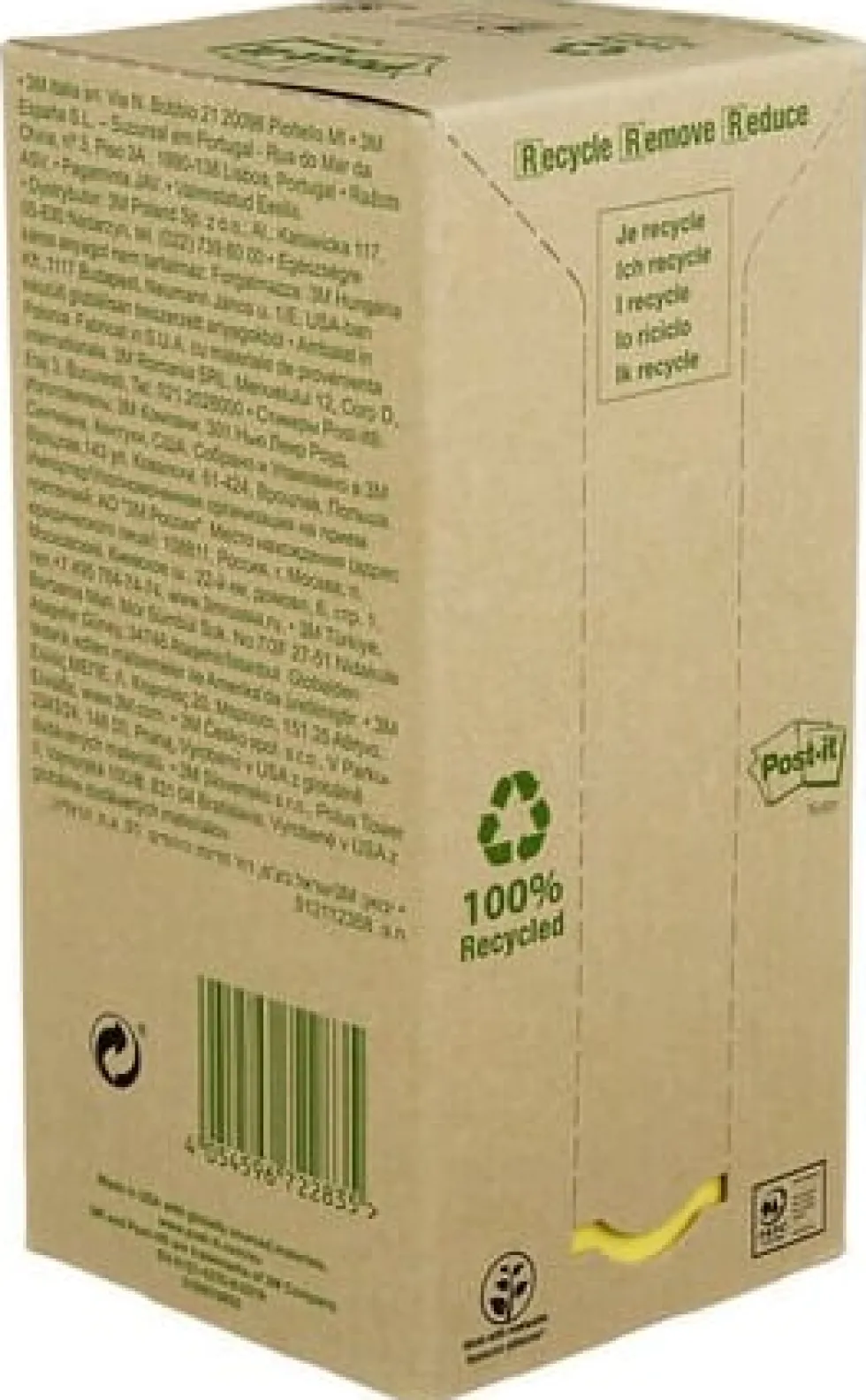 Notes POST-IT 100% recy 76x76 gul 16/fp