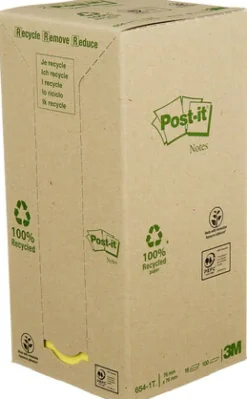 Notes POST-IT 100% recy 76x76 gul 16/fp