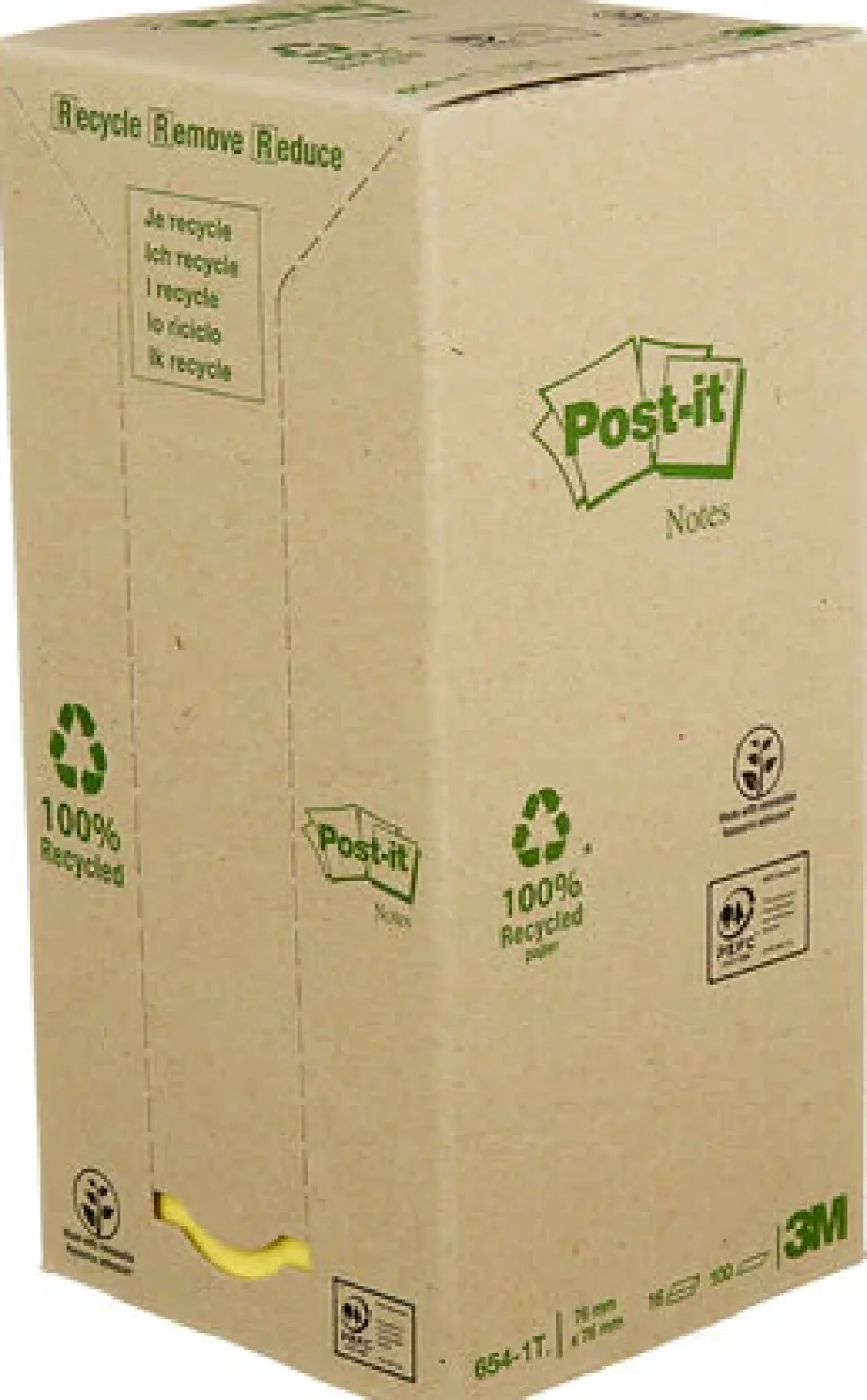 Notes POST-IT 100% recy 76x76 gul 16/fp