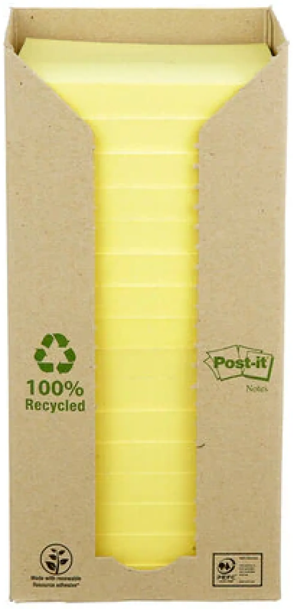 Notes POST-IT 100% recy 76x76 gul 16/fp